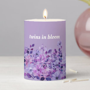 Twins in Bloom Baby Shower Pillar Candle