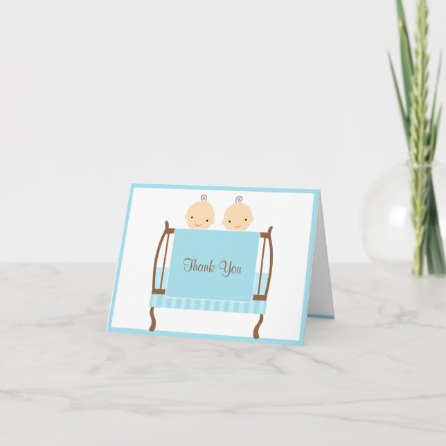 Twins in Blue Crib Note Cards (Front)