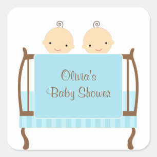 Twins in Blue Crib Stickers
