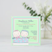 Twins in Crib, Girl and Boy Baby Shower Invitation (Standing Front)