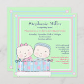 Twins in Crib, Girl and Boy Baby Shower Invitation (Front/Back)