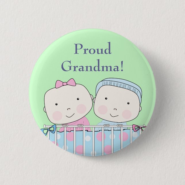 Twins in Crib, Grandparent Pin (Front)
