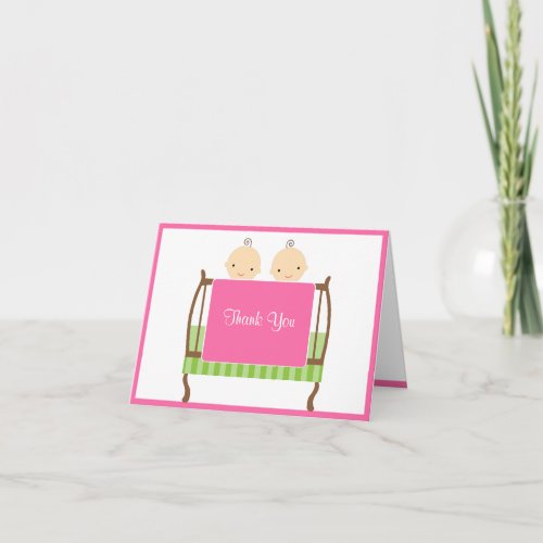 Twins in Pink Crib Note Cards