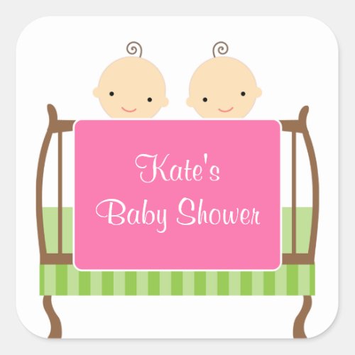 Twins in Pink Crib Stickers