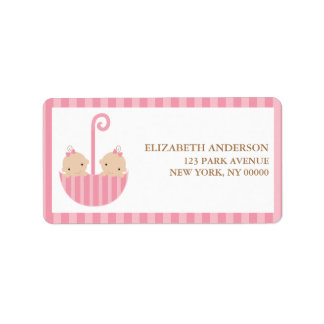 Twins in Umbrella Return Address Labels