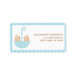 Twins in Umbrella Return Address Labels
