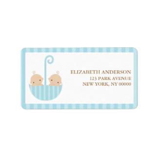 Twins in Umbrella Return Address Labels