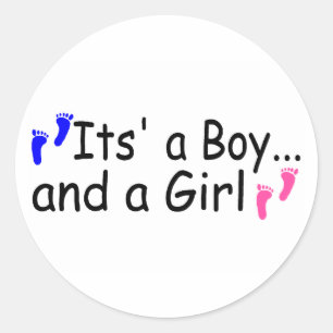 Twins Its A Boy and A Girl Classic Round Sticker