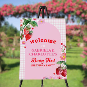 Twins Joint Birthday Berry First Welcome Sign