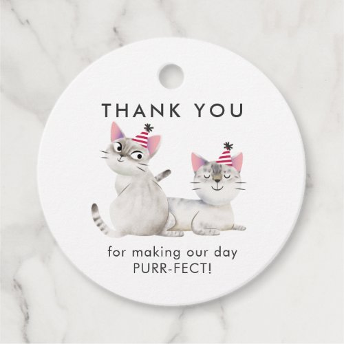Twins Joint Kitty Cat Birthday Party Thank You Favor Tags
