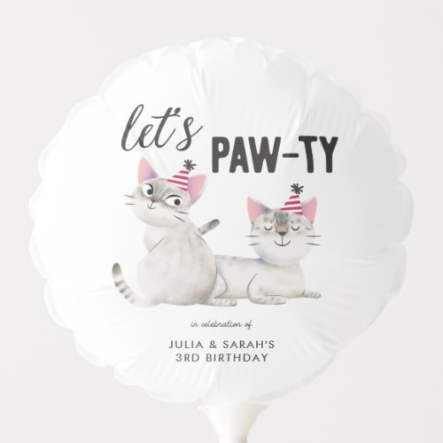 Twins Kitty Cat Birthday Party Balloon