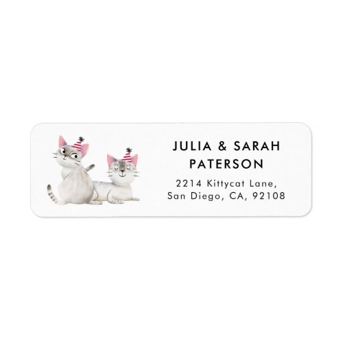 Twins Kitty Cat Birthday Party Label