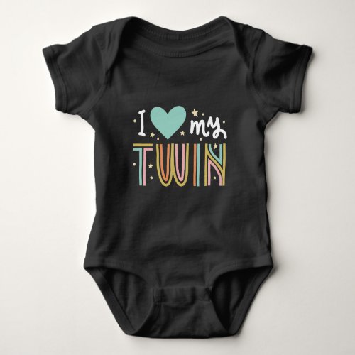 Twins lettering design baby bodysuit