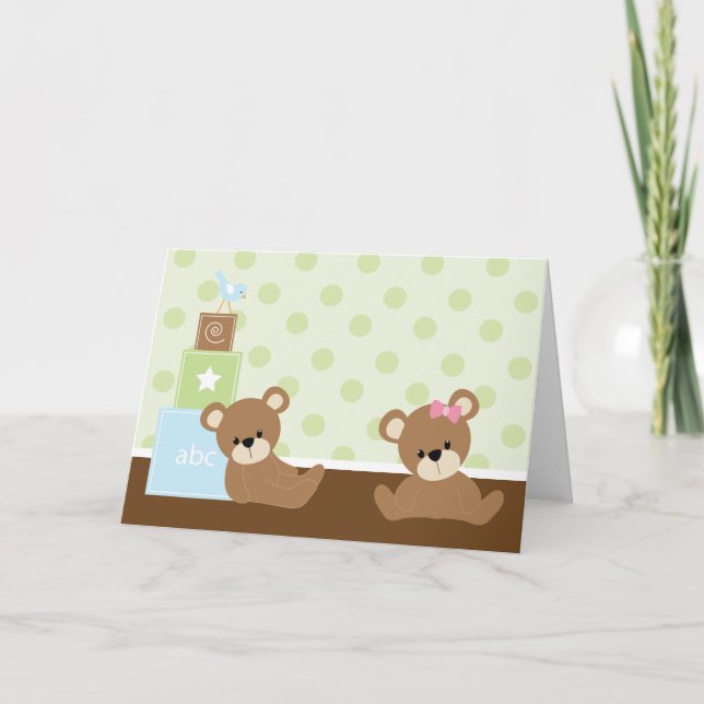 Twins Letterpress Thank You Card (Front)