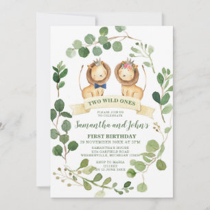 Twins Lion Cubs Birthday Invite
