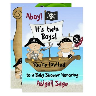 Twins Little Buccaneer Baby Shower Pirate Invite