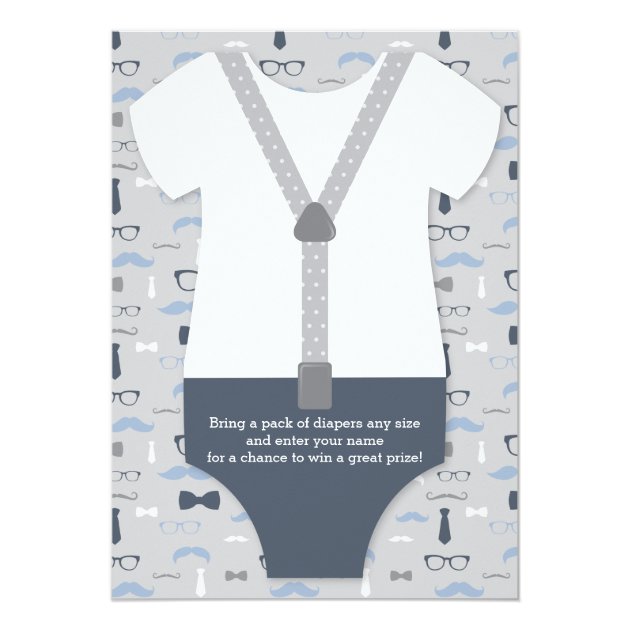 Twins Little Man Baby Shower Invitation, Blue Gray Card