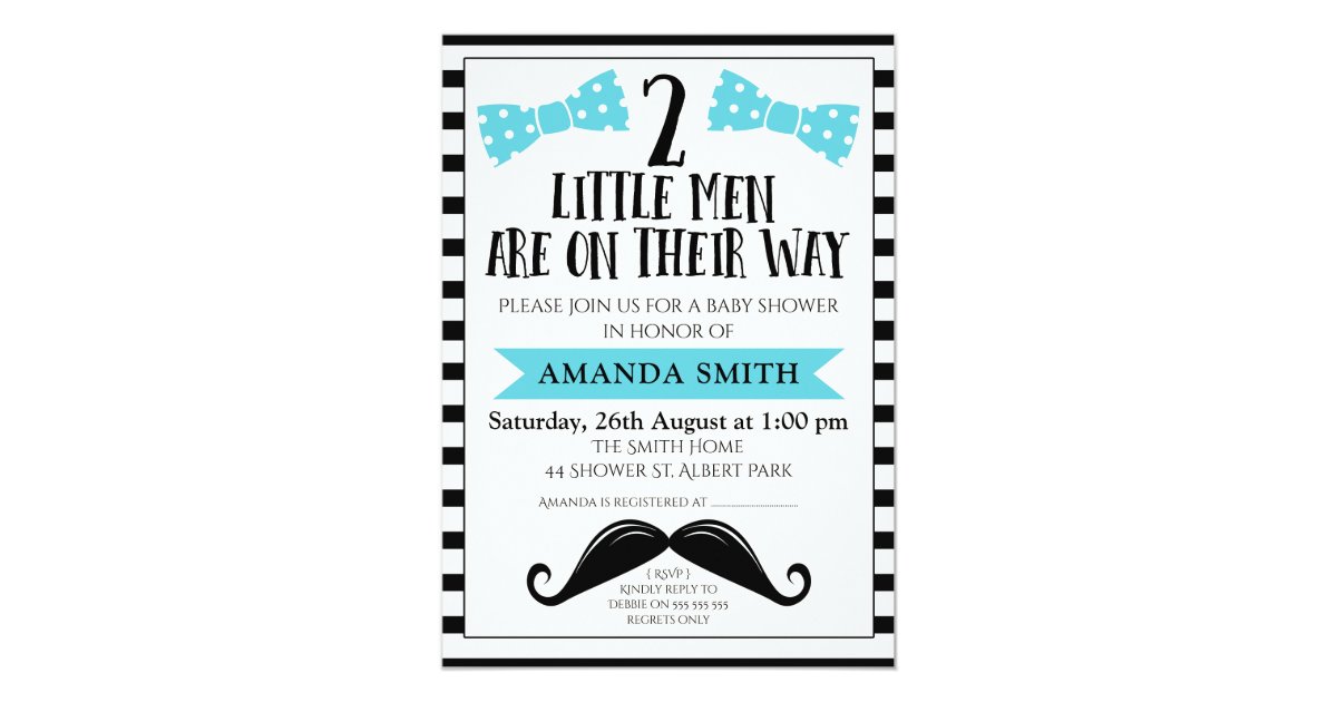 Twins Little Man Mustache Baby Shower Invitation Zazzle Com