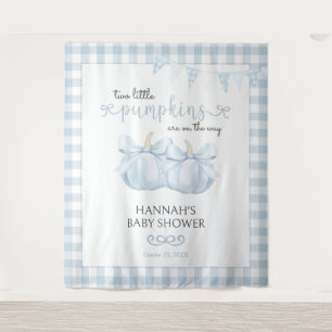 Twins Little Pumpkin Blue Baby Shower Backdrop