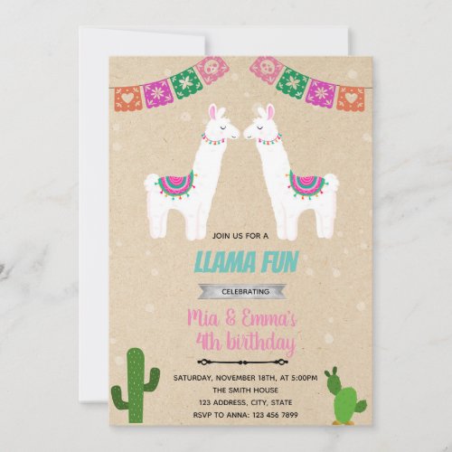 Twins llama invitation