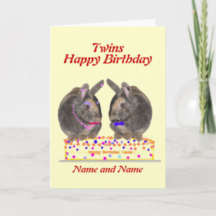 Twins male female birthday card