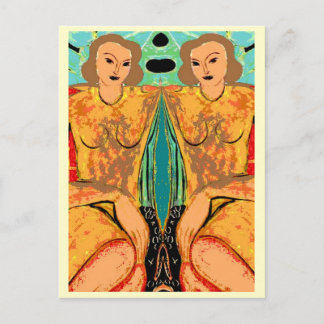 Twins Matisse Style Postcard