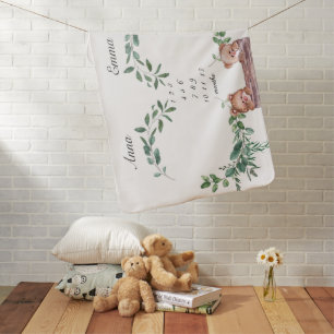 Twins Milestone Gender Neutral Baby Teddy Bear Blanket