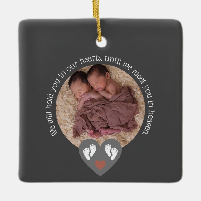 Twins Miscarriage Baby Loss Memorial Stillbirth Ceramic Ornament (Front)