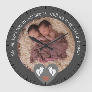 Twins Miscarriage Baby Loss Memorial Stillbirth Large Clock