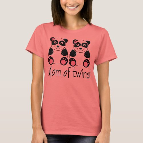 Twins Mom Panda Womens Ringer Tee Shirt