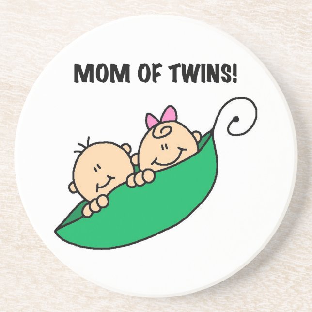Twins Mom- Peas in a Pod Gifts Drink Coaster (Front)