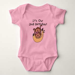 Twins Monkey Boy and Girl 2nd Birthday Baby Bodysuit