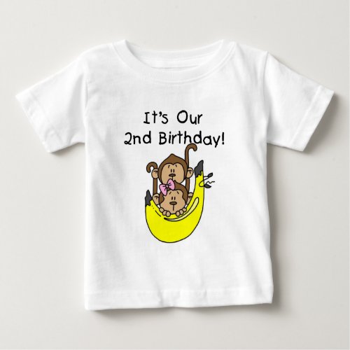 Twins Monkey Boy and Girl 2nd Birthday Baby T_Shirt