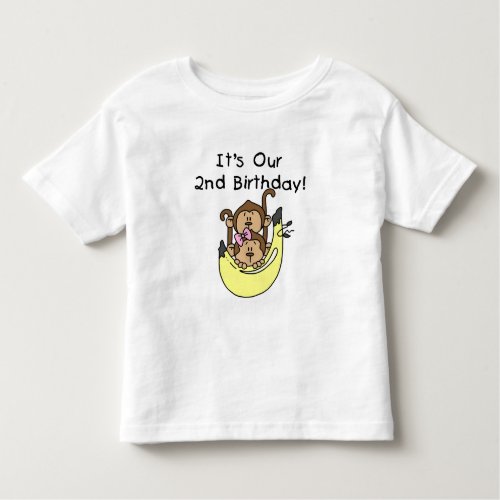 Twins Monkey Boy and Girl 2nd Birthday Toddler T_shirt