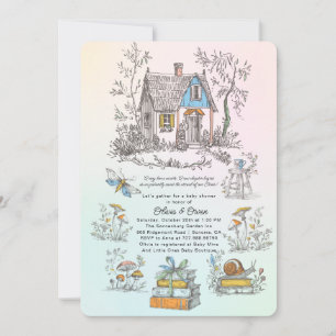 Twins Mushroom Woodland Cottagecore Baby Shower Invitation
