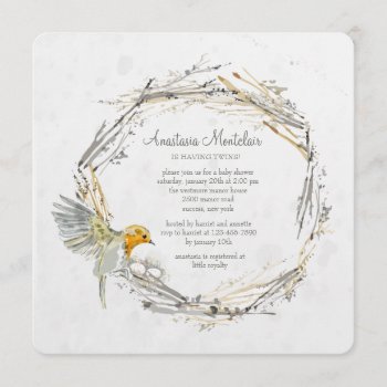 Twin's Nest Baby Shower Invitation by CottonLamb at Zazzle