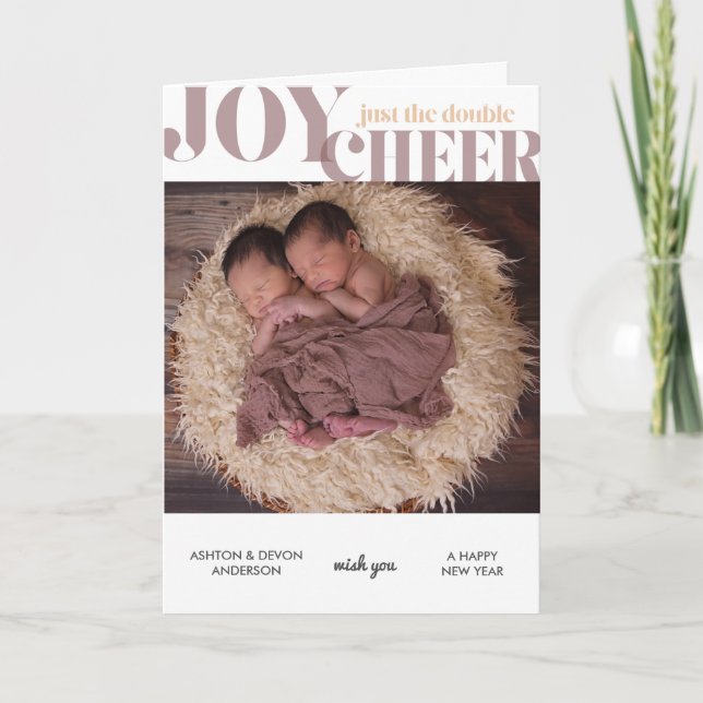 Twins - New Year Custom Photo Card (Front)
