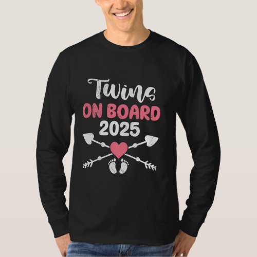 TWINS ON BOARD 2025 Future Mommy Birth of Twins T-Shirt