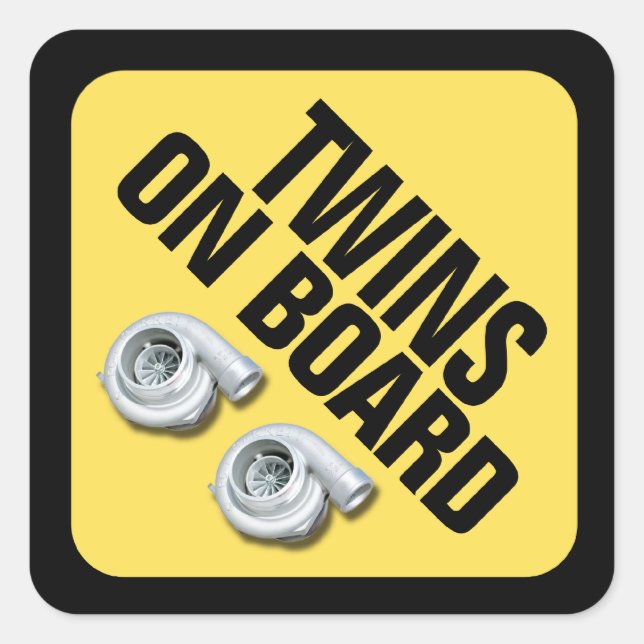 Twins on Board - Twin Turbo Square Sticker (Front)