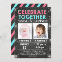 Twins  or Joint Winter Birthday Invitation