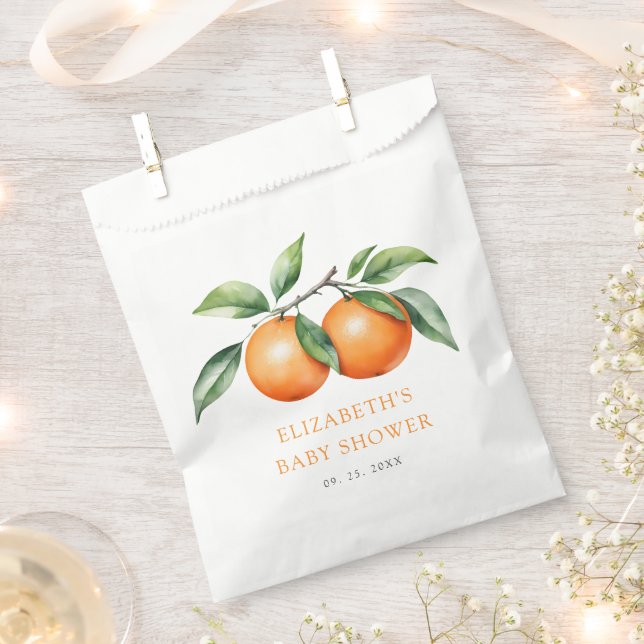 Twins Orange Baby Shower Favor Bag (Clipped)