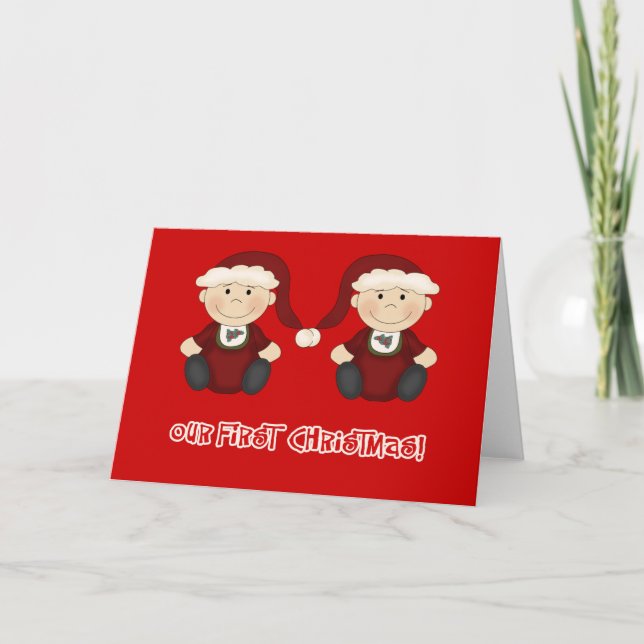 Twins:  Our First Christmas Customizable Holiday Card (Front)