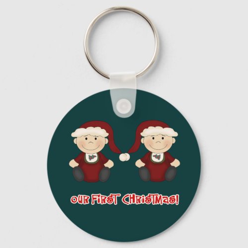 Twins  Our First Christmas Customizable Keychain