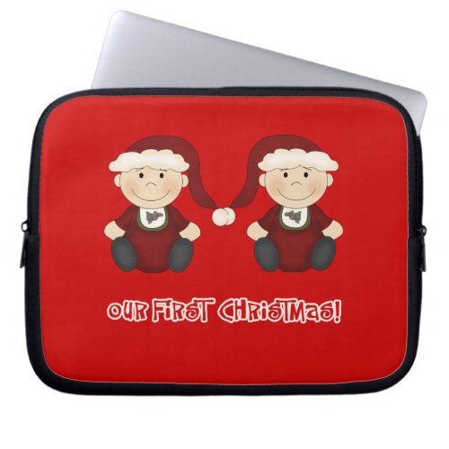 Twins  Our First Christmas Customizable Laptop Sleeve