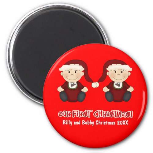 Twins  Our First Christmas Customizable Magnet