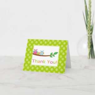 Twins Owl Thank You Note Card