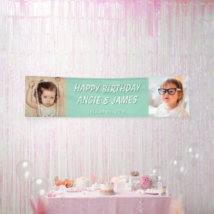 Twins Pair Birthday Celebration Decoration Banner