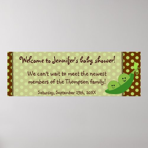 Twins Peas in a Pod Baby Shower Banner Poster