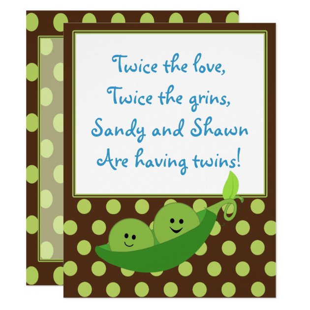 Twins Peas In A Pod Baby Shower Invitation