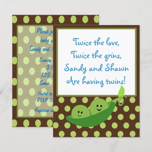 Twins Peas in a Pod Baby Shower Invitation